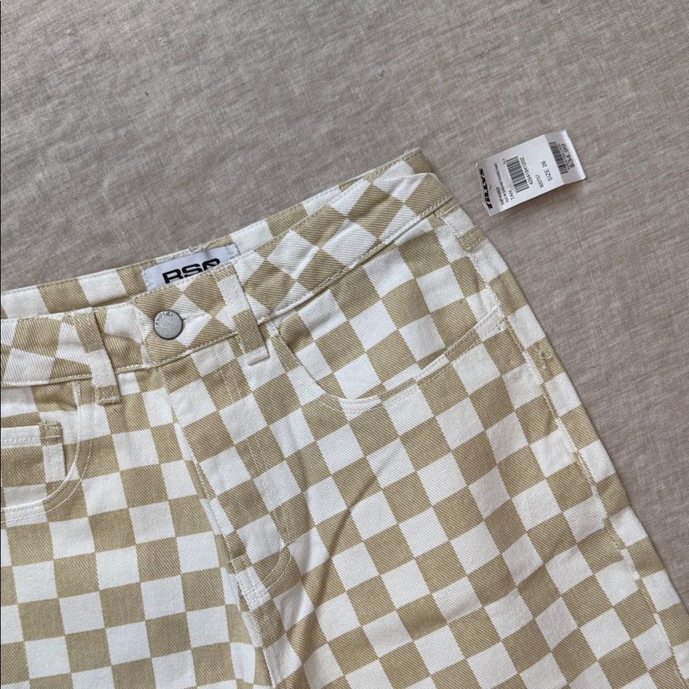 RSQ Beige and White Checkered Pants - Picture 3 of 4